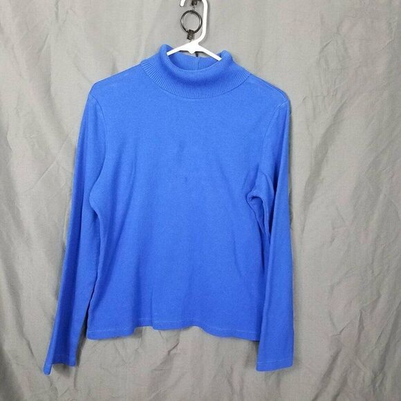 Rafaella XL Ribbed Royal Cobalt Blue Long Sleeve Turtleneck Pullover - Picture 8 of 13